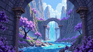 多玛回廊主题像素插画