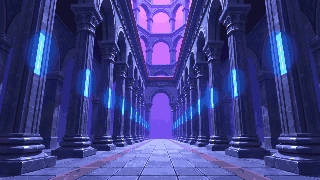 卡拉回廊主题像素插画