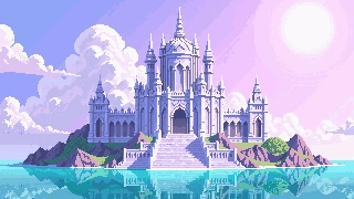 海上神庙主题像素插画
